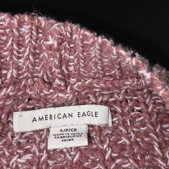 American Eagle Oversized Striped Chunky Knit Sweater Women's Small Pink Cream - Picture 4 of 10
